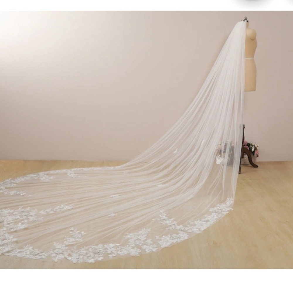 Elegant White Lace Bridal Veil